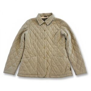 Barbour Quilted Jacket Women’s US 6 Beige Snap Front Classic Heritage